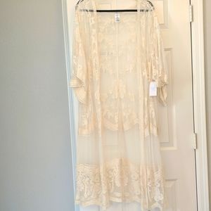 NWT Time and Tru sheer beige duster size 2x-3x